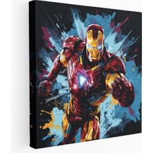 Painted Anarchy Marvel Kanvas Tablo: Iron Man Aksiyon - Marvel, Kanvas Tablo, Ev Dekorasyonu, Aksiyon Pozu, 30X30