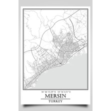 Hari Tasarım Mersin Şehir Haritası Çerçevesiz Poster-Harita Sanatı, Map Art Design