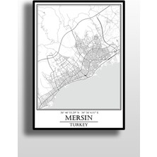 Hari Tasarım Mersin Şehir Haritası Çerçevesiz Poster-Harita Sanatı, Map Art Design
