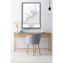 Hari Tasarım Mersin Şehir Haritası Çerçevesiz Poster-Harita Sanatı, Map Art Design