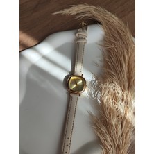 Quartz Bs Stıll Minimal Vintage Kadın Kol Saati Retro Quartz Deri Kordon 1 Adet Içi Sarı