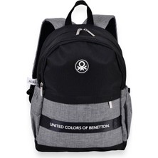 Benetton Siyah - Gri Erkek Sırt Çantası Sırt Çanta