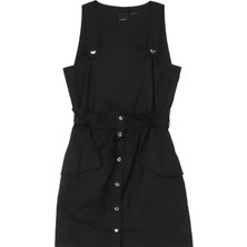 Pinko Kare Yaka Düz Siyah Kısa Kadın Elbise 103212A1N3