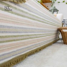 NDC Home Premium Renkli Keten Püsküllü Koltuk Örtüsü (170 x 220)