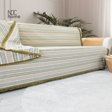 NDC Home Premium Renkli Keten Püsküllü Koltuk Örtüsü (170 x 220)