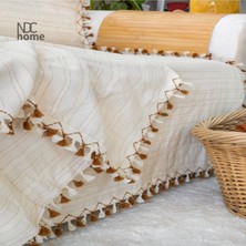 NDC Home Buldan Dokuması  Keten Ponponlu Koltuk Örtüsü (170 x 220)