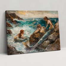 Painted Anarchy Pre-Raphaelite Kardeşliği Deniz Kızı Duvar Tablosu - Pre-Raphaelite Kardeşliği, Pre-Raphaelite Kardeşliği, Kanvas Tablo, Ev Dekorasyonu, 50X30