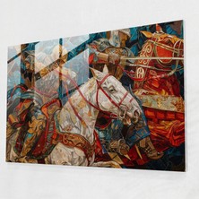 Painted Anarchy Cesur Şövalyeler Cam Duvar Sanatı - Ön-Rafael Kardeşliği, Modern Sanat, Cam Duvar Sanatı, Ev Dekorasyonu, 110X70