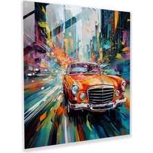 Painted Anarchy Mercedes Cam Baskı - Modern Soyut Resim - Mercedes, Duvar Dekorasyonu, Mercedes, Cam Sanatı, 70 x 70 cm