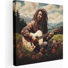 Painted Anarchy Bob Marley Kanvas Tablo - Huzurlu Çayır Duvar Dekorasyonu - Bob Marley, Duvar Sanatı, Bob Marley, Sakinleştirici, 30 x 30 cm