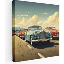 Mercedes Duvar Dekorasyonu - Eski Model Araba Koleksiyonu - Mercedes, Kanvas Tablo, Eski Model Arabalar, Ev Dekorasyonu, 30X30