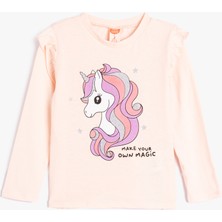 Koton Unicorn Tişört Uzun Kollu Bisiklet Yaka Pamuklu