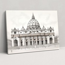 Roma Duvar Tablosu - Detaylı Aziz Petrus Bazilikası - Roma, Aziz Petrus Bazilikası, Kanvas Tablo, Duvar Süslemesi, 50X30