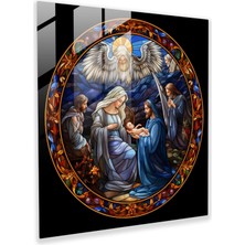 Painted Anarchy Isa'nın Doğuşu Vitray Baskı - Noel, Cam Duvar Sanatı, Zarif Doğum Sahnesi, Modern Sanat, 30 x 30 cm