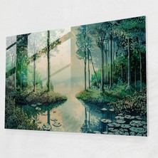 Painted Anarchy Pointillism Cam Sanatı - Sakin Orman Manzarası - Pointilizm, Cam Duvar Sanatı, Modern Sanat, Duvar Dekorasyonu, 45 x 30 cm