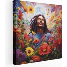 Painted Anarchy Bob Marley Duvar Sanatı - Bob Marley, Kanvas, Müzik ve Kültür, Ev Dekorasyonu, 100 x 100 cm