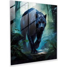 Painted Anarchy Gizli Güzel Kara Panter Cam Baskı - Kara Panter, Cam Sanatı, Kara Panter, Ev Dekorasyonu, 50 x 50 cm