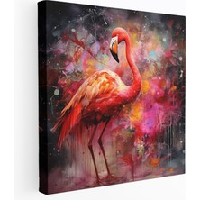 Painted Anarchy Flamingo Kanvas Tablo - Soyut Karışık Teknik Duvar Tablosu - Flamingo, Gösterişli, Kanvas Tablo, Fotoğraf, 30 x 30 cm
