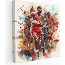 Painted Anarchy Nba Duvar Dekorasyonu - Unutulmaz Nba Anlarından Kolaj - Nba, Kanvas, Nba Tarihi, Kanvas Tablo, 30X30