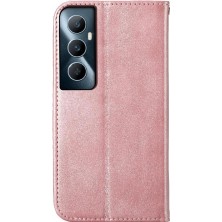 Manyi Mall Realme C65 Eşkenar Dörtgen Şekli Günlük Kullanım Için Flip Case El Kayışı Standı Cüzdan (Yurt Dışından)