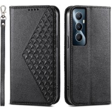 YH Mall Realme C65 Eşkenar Dörtgen Şekli Günlük Kullanım Için Flip Case El Kayışı Standı Cüzdan (Yurt Dışından)