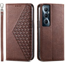 YH Mall Realme C65 Eşkenar Dörtgen Şekli Günlük Kullanım Için Flip Case El Kayışı Standı Cüzdan (Yurt Dışından)