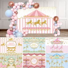 Xiaoba2 L0494 Ince Vinil 180X120 cm Neoback Atlıkarınca At Doğum Günü Arka Plan Sirk Fotoğrafçılığı Bebek Pembe Parti Dekor Zemin Photocall Photophone Fotografik (Yurt Dışından)