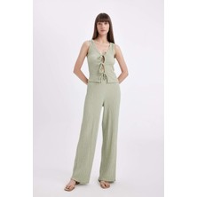 DeFacto Wide Leg Geniş Bol Paça Kırışık Dokulu Pantolon D3570AX24AU