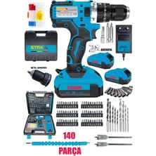 Staxx Power 2100WH Li-Ion 10 Ah Çelik Mandren X2 Akülü Darbeli Şarjlı Matkap Seti - 140 Parça Full Çantalı Set