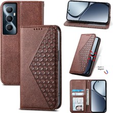 Bdt Shop Realme C65 Eşkenar Dörtgen Şekli Günlük Kullanım Için Flip Case El Kayışı Standı Cüzdan (Yurt Dışından)