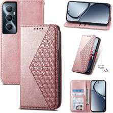 Bdt Shop Realme C65 Eşkenar Dörtgen Şekli Günlük Kullanım Için Flip Case El Kayışı Standı Cüzdan (Yurt Dışından)