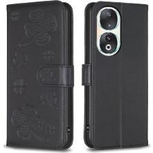 Bdt Shop Onur Için Flip Case 90 5g Pu Deri Yonca Çiçek Kart Yuvaları Tutucu (Yurt Dışından)