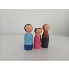 Gepettonine 3 Kişilik Peg Bebek Ailesi - Anne, Baba ve Kız Çocuk Pegdoll