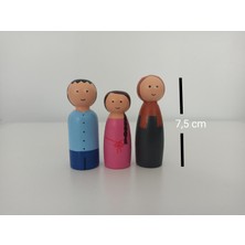 Gepettonine 3 Kişilik Peg Bebek Ailesi - Anne, Baba ve Kız Çocuk Pegdoll