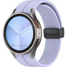 AktarMobile Samsung Galaxy Watch 7 40 / 44 mm Silikon Kordon Magnetik D Tokalı Spor Kayış Mıknatıslı Toka
