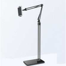 Huoxun Shop A Siyah Stil iPhone IPAD Ione Tablet Şezlong Yatak Montajı Için 140 cm Uzun Kol Çift Direk Katlanabilir Tablet Telefon Zemin Standı Tutucu (Yurt Dışından)