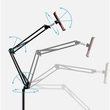 Huoxun Shop A Siyah Stil iPhone IPAD Ione Tablet Şezlong Yatak Montajı Için 140 cm Uzun Kol Çift Direk Katlanabilir Tablet Telefon Zemin Standı Tutucu (Yurt Dışından)
