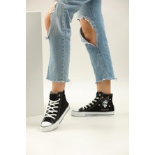 Ellaboni Kuromi Baskılı Siyah Bilekli Spor Ayakkabı Sneakers