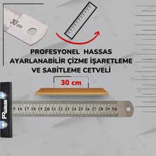 Pratikmen Hassas Ayarlanabilir Çizme, Işaretleme ve Sabitleme Cetveli 30 cm