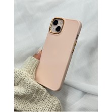 iPhone 15  Parlak Metal Detaylı Pastel Silikon Lansman Ruby Kılıf