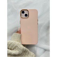 iPhone 15 Plus  Parlak Metal Detaylı Pastel Silikon Lansman Ruby Kılıf