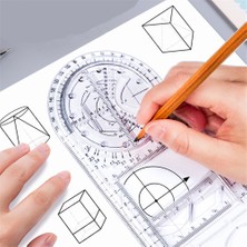 Hongliang Shop Genç Tarzı Çok Fonksiyonlu Geometrik Şablon Cetvel Çizim Cetvel Ölçme Aracı Okul Ofis Malzemeleri (Yurt Dışından)