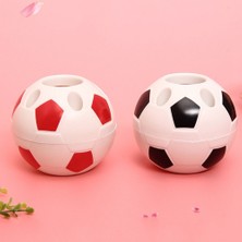 Hongliang Shop Kırmızı Beyaz Stil Çok Fonksiyonlu Sevimli Futbol Şekilli Kalemlik Ofis Ev Masaüstü Kalem Silgi Cetvel Depolama Raf Kutu Organizatör (Yurt Dışından)