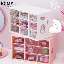 Hongliang Shop 9 Izgara Gül Tarzı Sevimli Beyaz Pembe 9 Izgara Abs Çekmece Masaüstü Düzenleyici Masaüstü Depolama Kutusu Ücretsiz Sticker Okul Kırtasiye Aksesuarları Depolama Kutuları (Yurt Dışından)