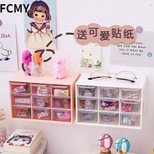 Hongliang Shop 9 Izgara Gül Tarzı Sevimli Beyaz Pembe 9 Izgara Abs Çekmece Masaüstü Düzenleyici Masaüstü Depolama Kutusu Ücretsiz Sticker Okul Kırtasiye Aksesuarları Depolama Kutuları (Yurt Dışından)