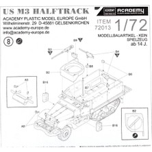 Academy 72013 1/72 Ölçek, Amerikan M3 Yarı Paletli Tankı, Plastik Model Kiti