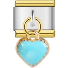 İtalyan Charm Bileklik Italyan Charm Turquoise Love Heart