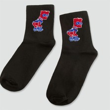 Hg.Aksesuar Siyah Kolej Çorap 8*28