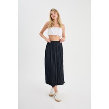 One8 Crush Efektli Beli Lastikli Uzun Etek