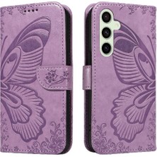 Gx Shop Samsung Galaxy S24 Fe Kabartmalı Kelebek ile Yüksek Kalite Için Flip Case (Yurt Dışından)